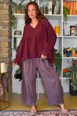Vivienne Plaid Relaxed Barrel Pant Aubergine & Denim